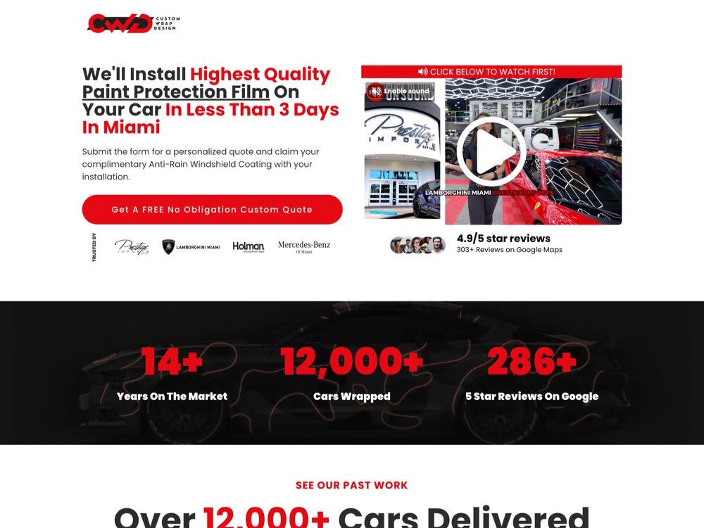 Custom Wrap Design landing page