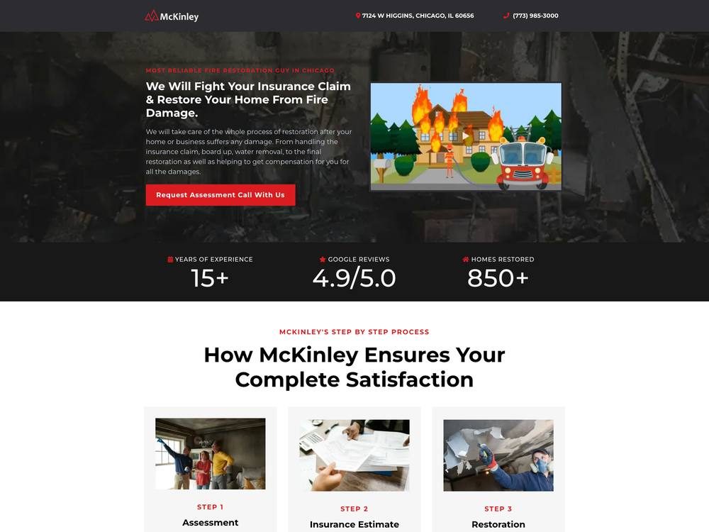 Fire Restoration Chicago landing page