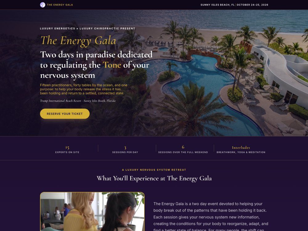 The Energy Gala landing page