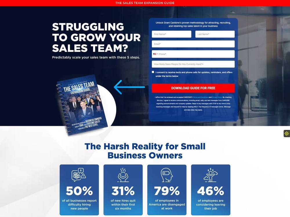 Sales Team Expansion Guide landing page