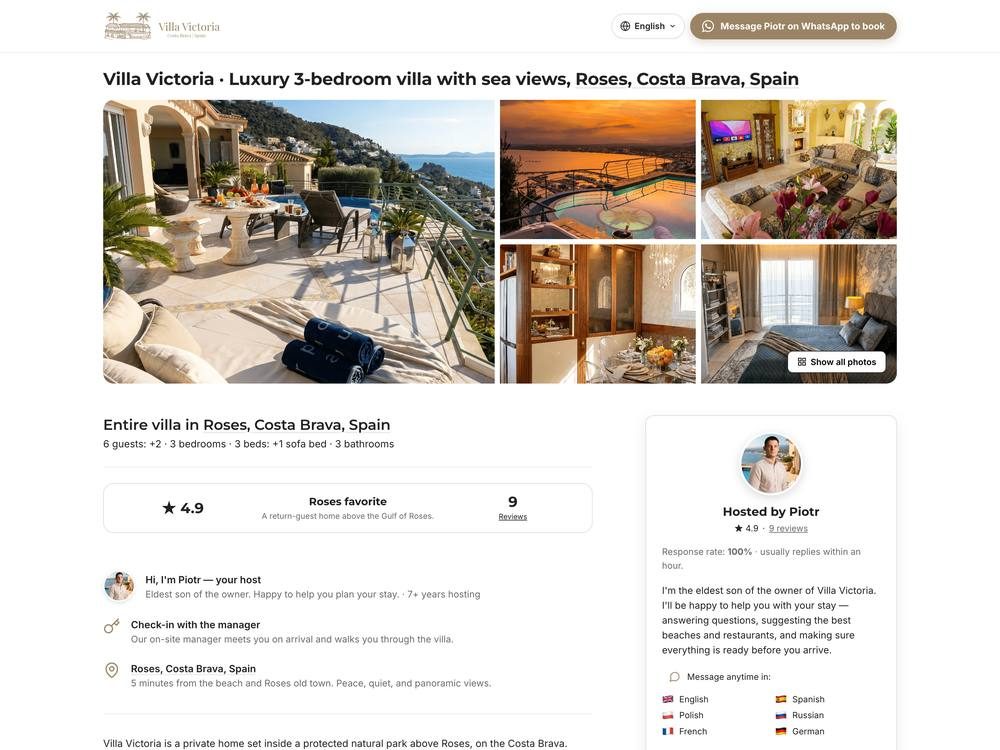Villa Victoria landing page