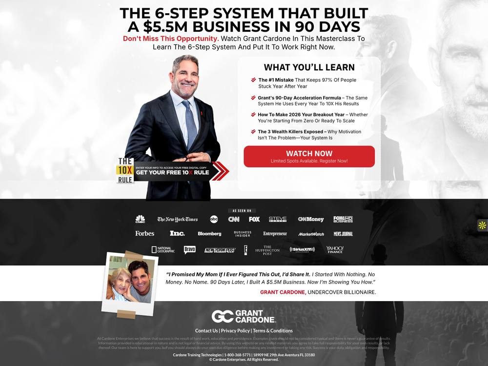 10X Revenue Webinar landing page