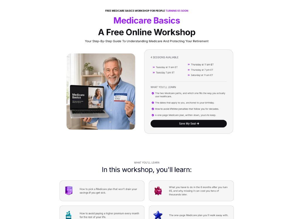 Medicare Basics Workshop landing page
